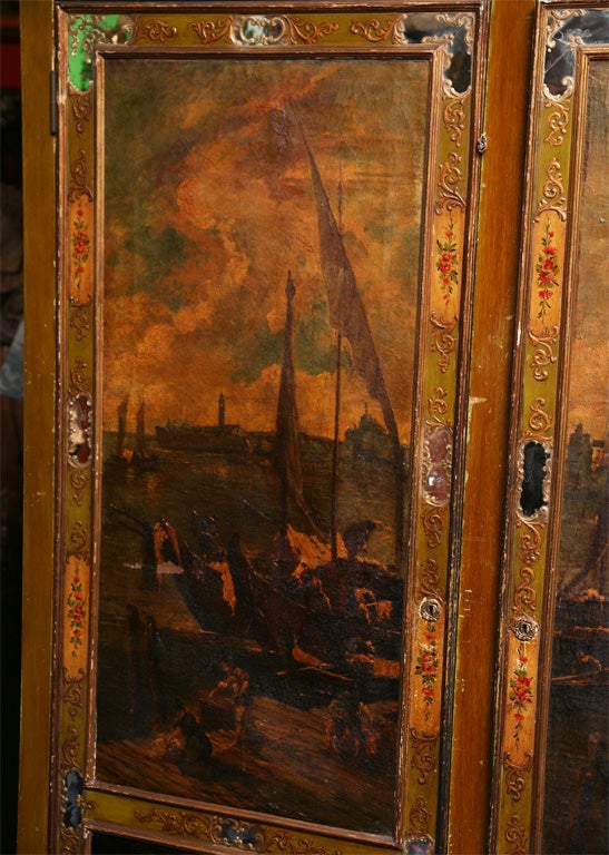 Italian 18th and 19th Century Venetian Painted Three-Door Cabinet For Sale