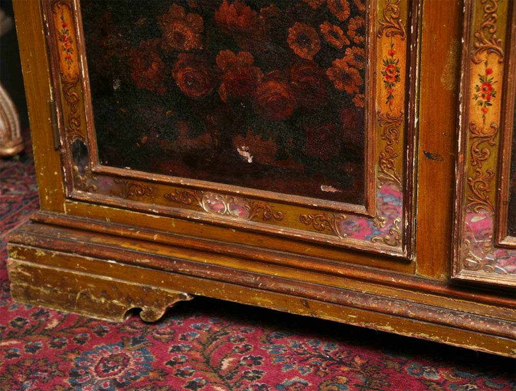Canvas 18th and 19th Century Venetian Painted Three-Door Cabinet For Sale