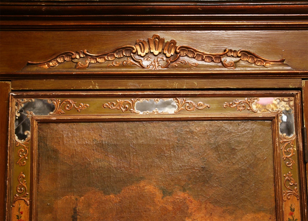 18th and 19th Century Venetian Painted Three-Door Cabinet For Sale 1