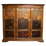 Antique 18th and 19th Century Venetian Painted Three-Door Cabinet
