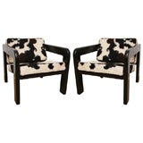 COOL PAIR OF COW HIDE LOUNGE CHAIRS