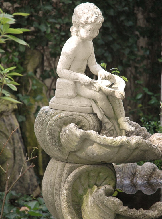 Cement Fountain of Figure and Shells, American, circa 1900 1