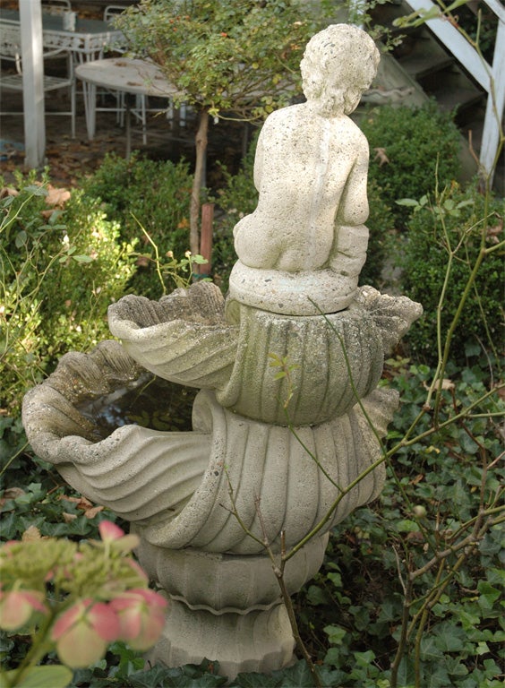 Cement Fountain of Figure and Shells, American, circa 1900 3