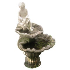 Cement Fountain of Figure and Shells, American, circa 1900