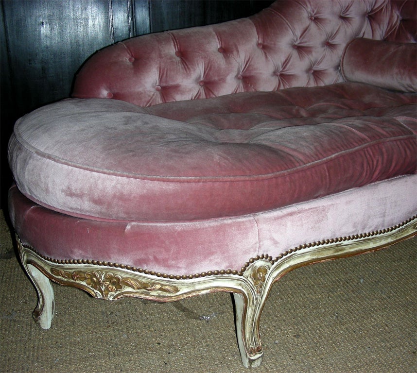 1950s Louis XV Style Tufted Méridienne For Sale 1