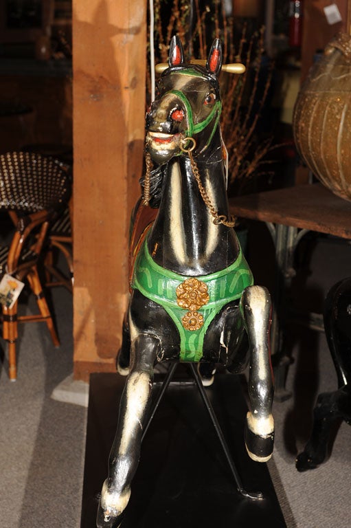 French Antique Carved & Painted Carousel Horse In Excellent Condition In San Francisco, CA