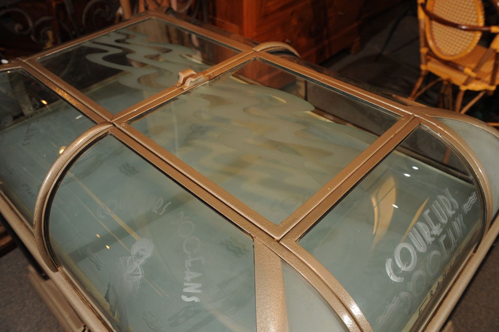 French Art Deco Glass, Metal & Wood Display Case For Sale 4