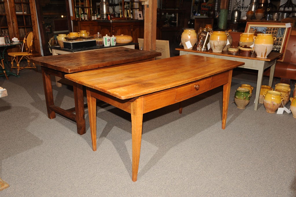 French Farm Table from Val de Loire in Wild Cherry wood In Good Condition In San Francisco, CA