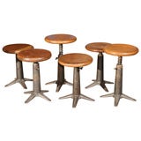 Antique Set of 6 cast iron industrial stools by Issac Singer