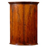 Antique George III Bowfront Hanging Corner Cabinet of Flame Mahogany