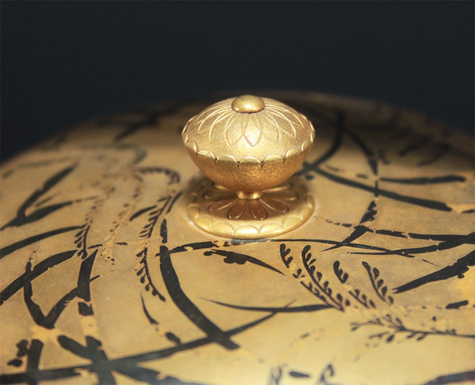 19th Century Japanese Silver Gilt Water Kettle with Summer Grasses