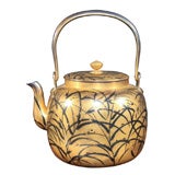 Japanese Silver Gilt Water Kettle with Summer Grasses