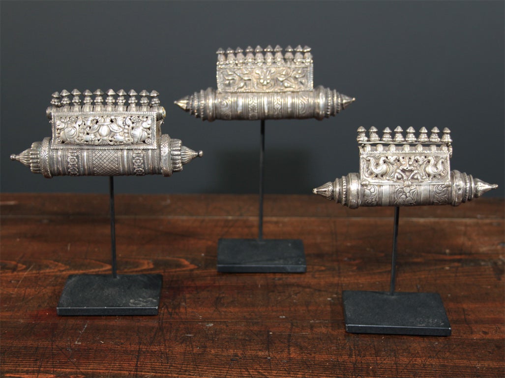 Group of Three Indian Silver Amulet Cases