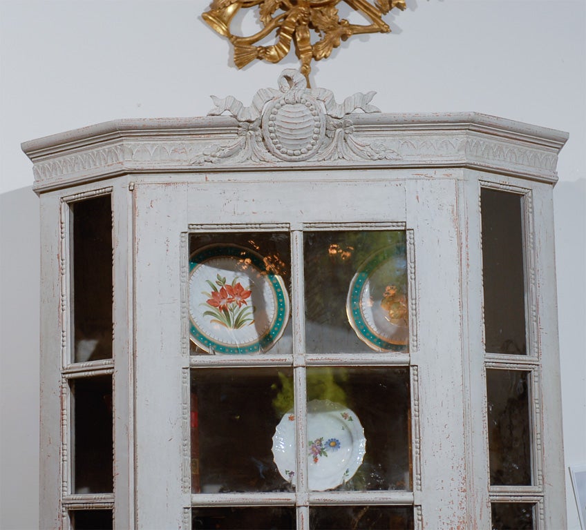 Walnut Painted Mid-19th Century Vitrine Bookcase, Two Pieces