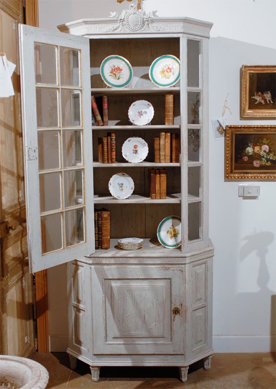 Painted Mid-19th Century Vitrine Bookcase, Two Pieces 3