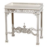 CHIPPENDALE STYLE FRETWORK TABLE, WHITE LACQUERED