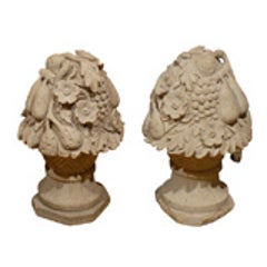 Pair of 20th Century Granite Fruit Baskets with Large Pears 2