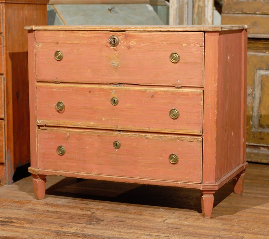 Swedish Two Door Chest with Drop Down Desk, Original Paint, Original Hardware