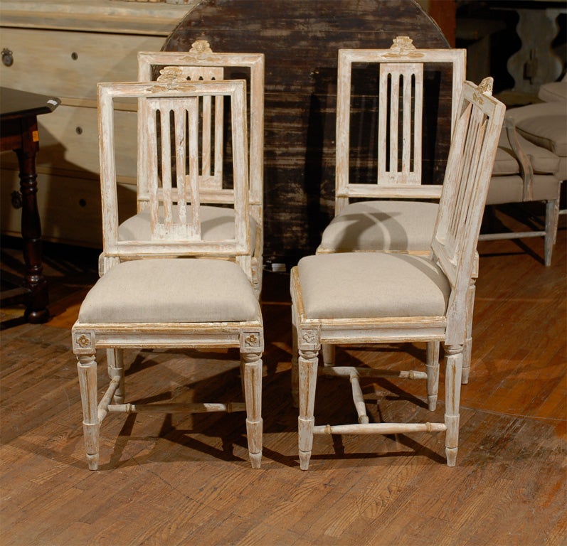 Set of Four Swedish Early 19th Century Period Gustavian Side Chairs 2