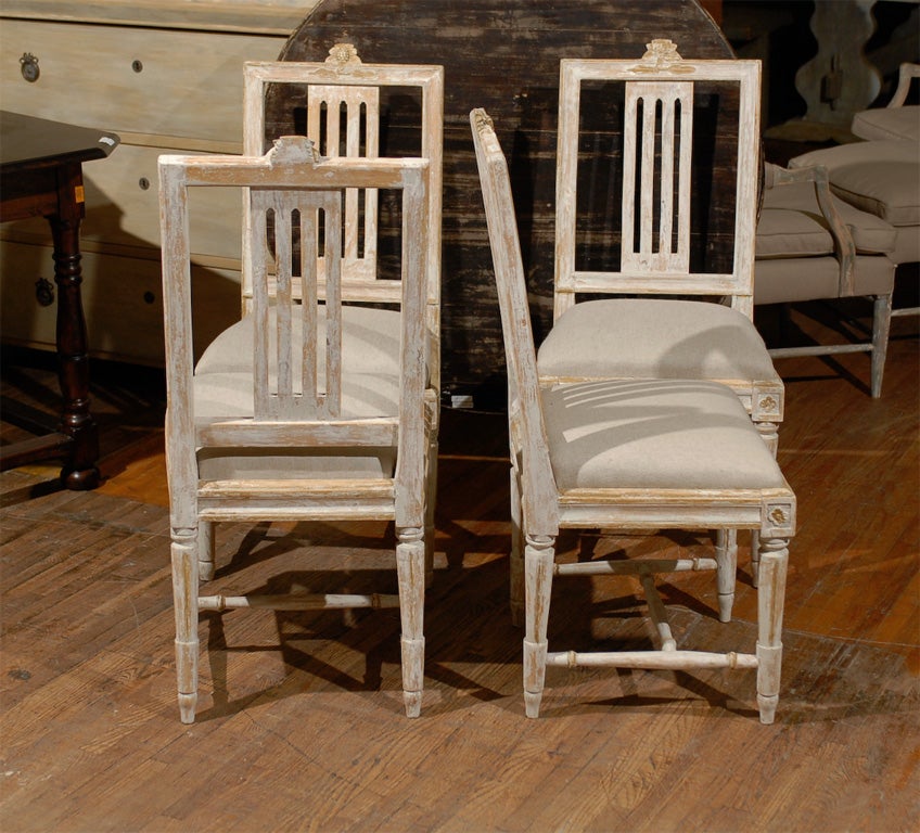 Set of Four Swedish Early 19th Century Period Gustavian Side Chairs 4