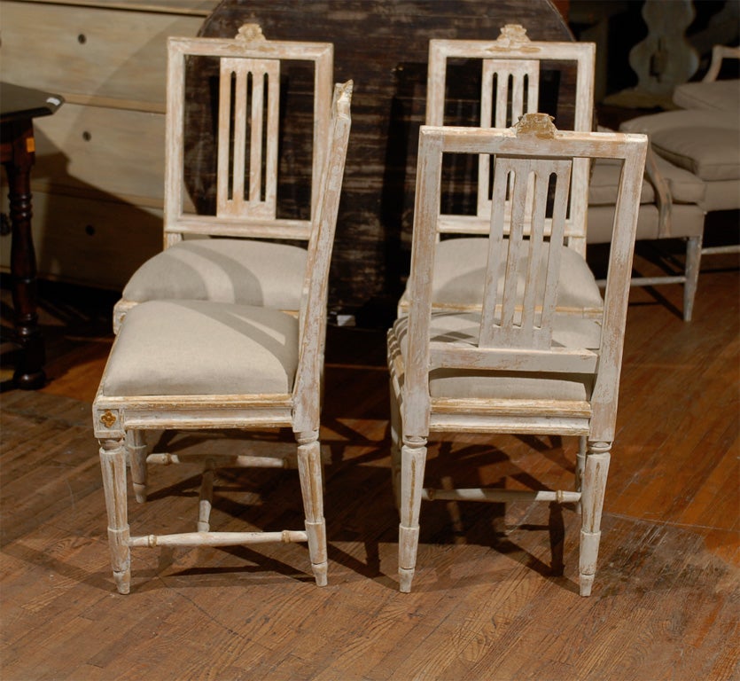 Set of Four Swedish Early 19th Century Period Gustavian Side Chairs 5