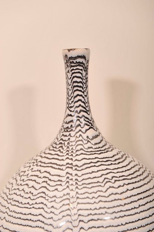 Overscaled Danish Black and White Glazed Ceramic Vessel 1