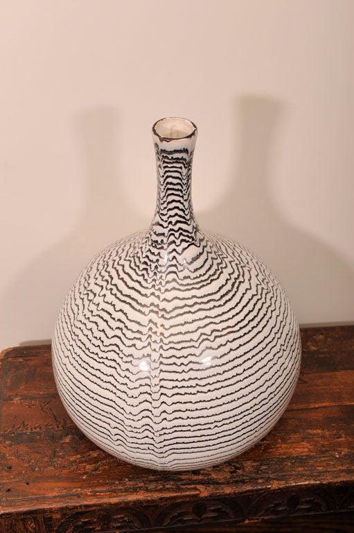 Overscaled Danish Black and White Glazed Ceramic Vessel 2