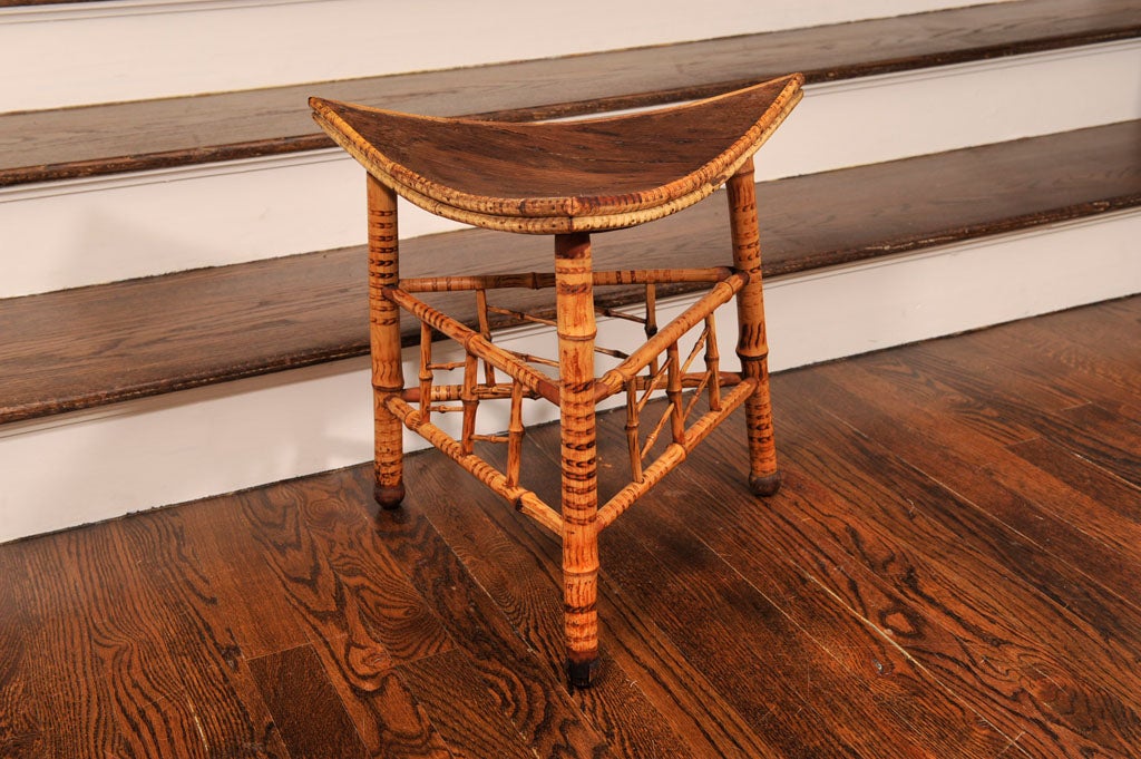 20th Century Triangular Bamboo Thebes Stool