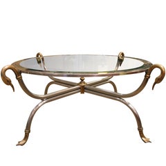 Steel and Brass Swan CoffeeTable