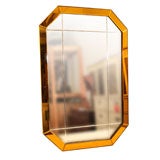 Art Deco Amber Glass Trimmed Mirror, England, c. 1930's