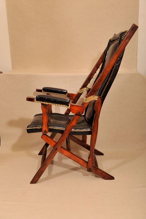 Folding Mahogany Campaign Chair, England, Late 19th C. 1