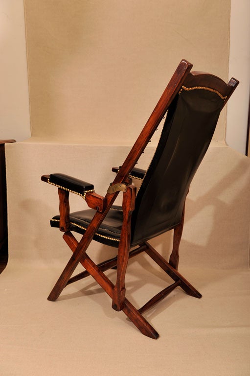Folding Mahogany Campaign Chair, England, Late 19th C. 2