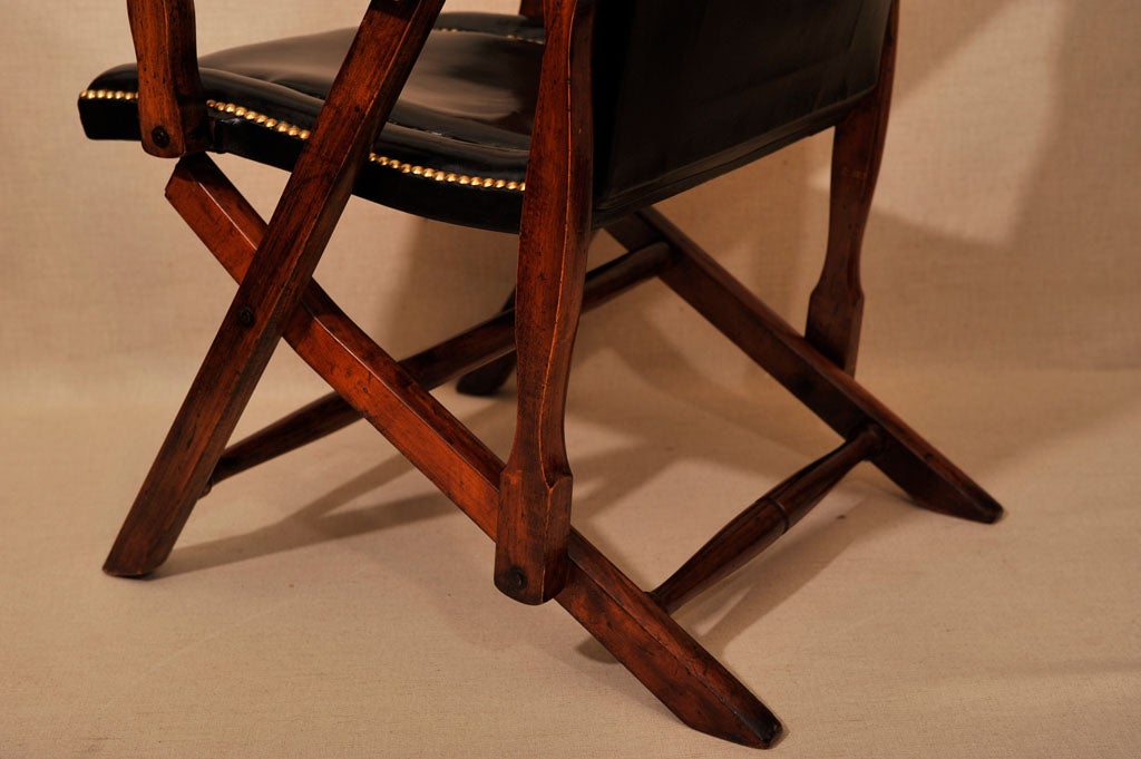 Folding Mahogany Campaign Chair, England, Late 19th C. 3