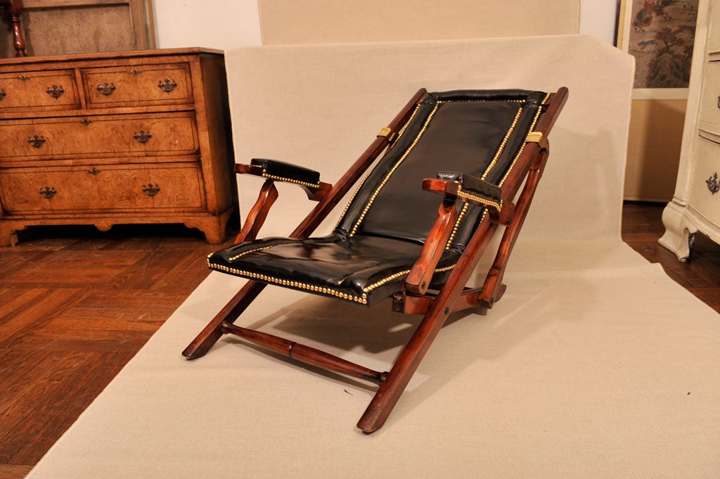 Folding Mahogany Campaign Chair, England, Late 19th C. 4