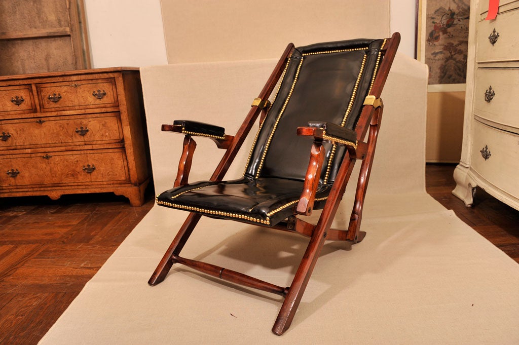 Folding Mahogany Campaign Chair, England, Late 19th C. 5