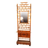 Faux Bamboo Mirrored Hall Stand, France, Late 19th Century