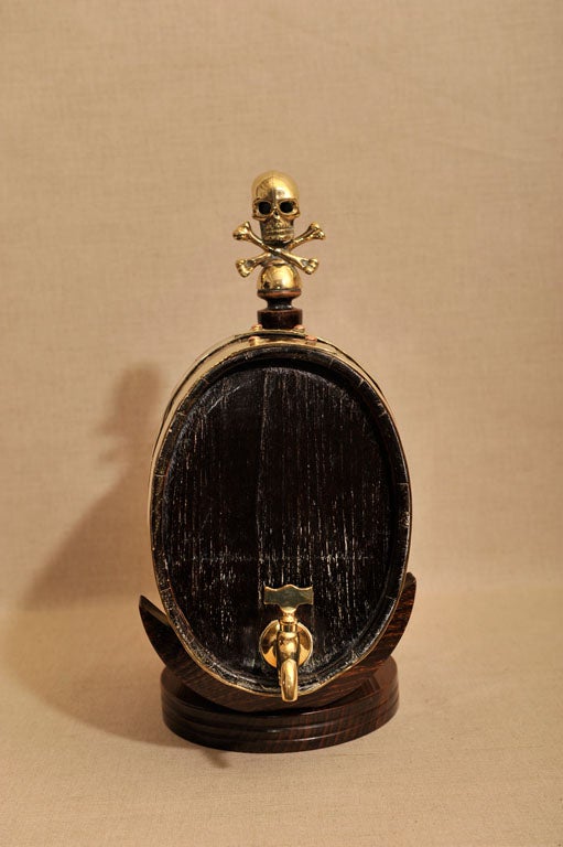 Unusual Brass Bound Pirate Motif Rum Keg, Late 19th Century 2