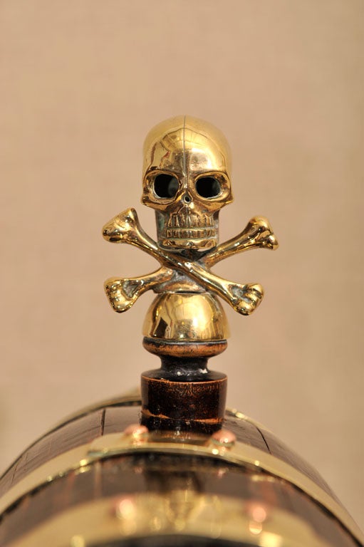 Unusual Brass Bound Pirate Motif Rum Keg, Late 19th Century 3