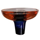 LARGE CRANBERRY AND COBALT BLUE MURANO BOWL