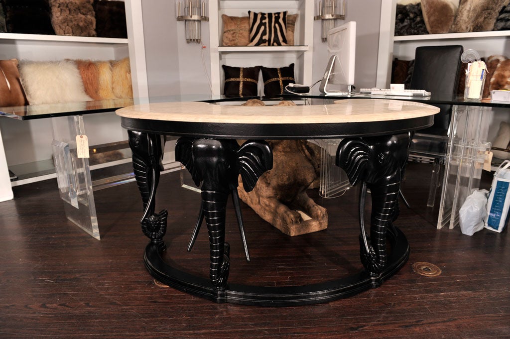 EBONIES BLACK ELEPHANT KIDNEY DESK AND CHAIR