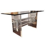 RECTANGULAR LUCITE TABLE BASE WITH HEAVY BEVELED