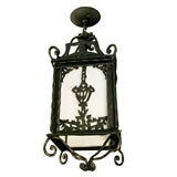 Iron and Slag Glass Lantern