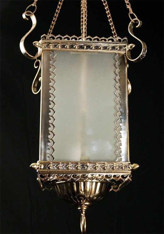 Early Brass Kerosene Lantern For Sale 1