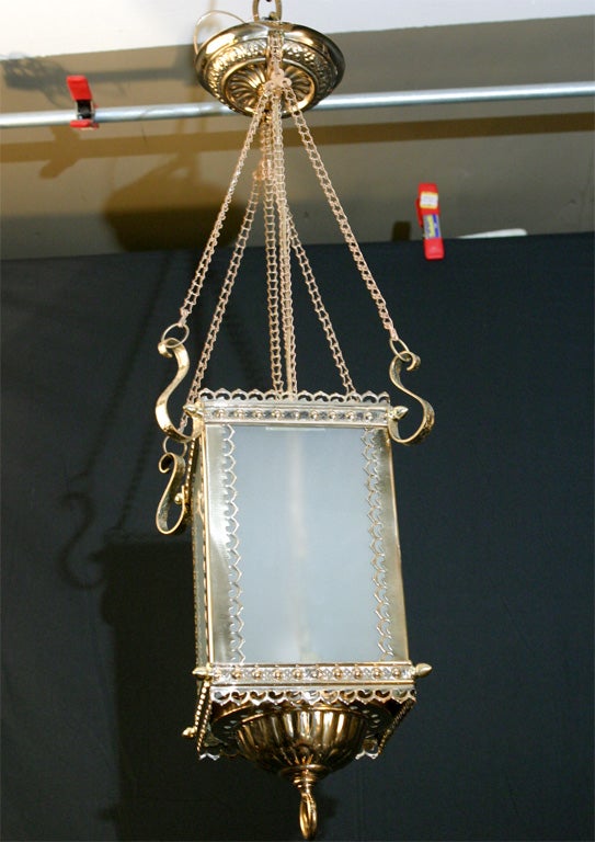 Early Brass Kerosene Lantern For Sale 5
