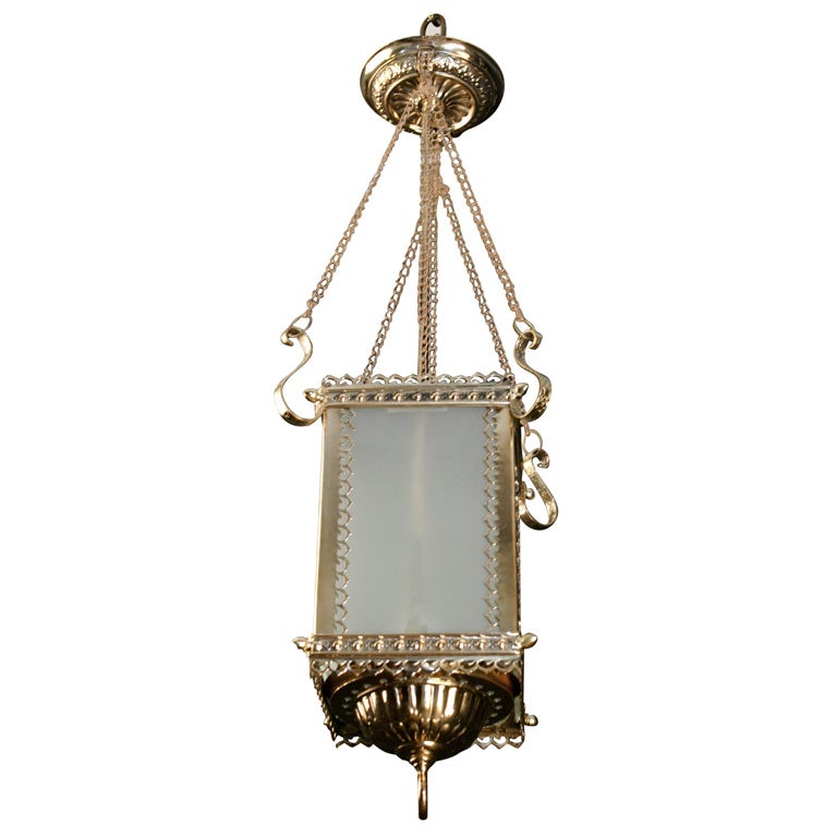 Early Brass Kerosene Lantern For Sale