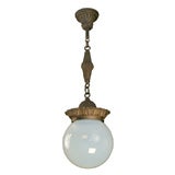 Early Hall Light with Opalescent Glass and Cast Hardware