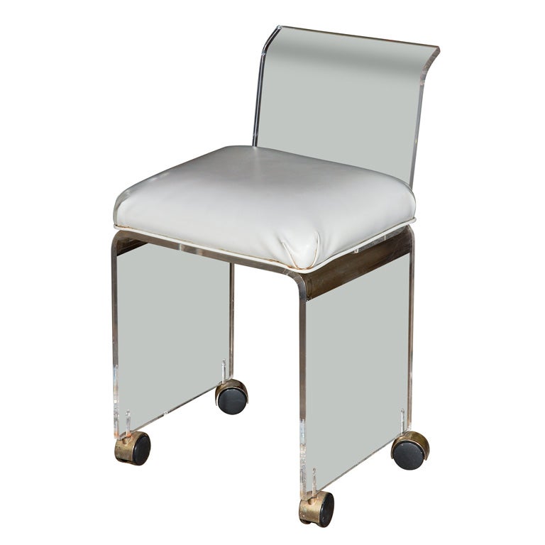 Lucite vanity chair with casters