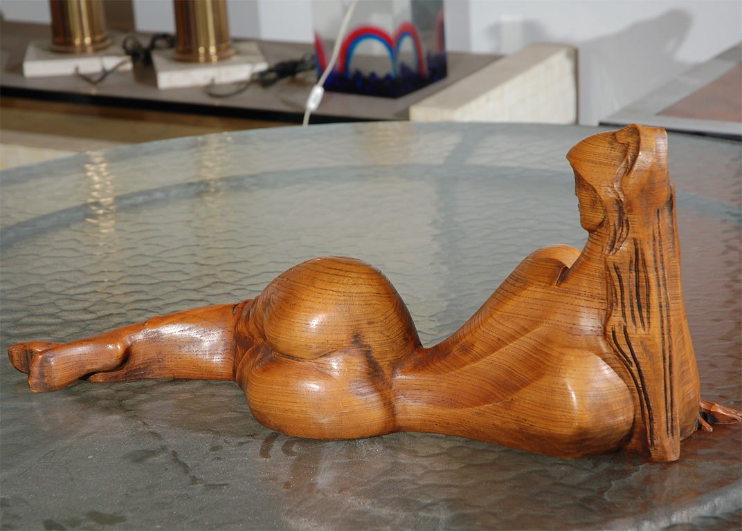 Folk Art Albert Wein , Art deco wood carving of a nude female.