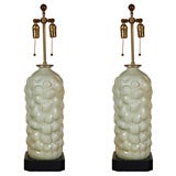 Pair Large Celadon Ceramic Lamps