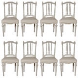 Vintage Set of 8 Napoleon III Style Dining Chairs Painted "en Grisaille"